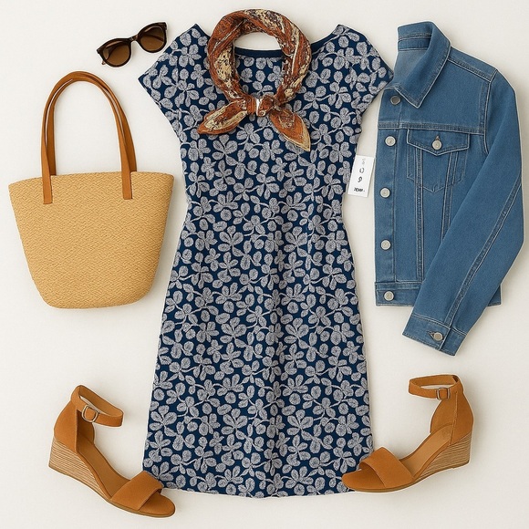 Old Navy | Navy & White Floral Cotton Dress - Picture 13 of 13